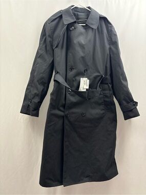 Defense Logistics Agency Long Black Trench Coat 44T NWT Men’s All Weather Coat